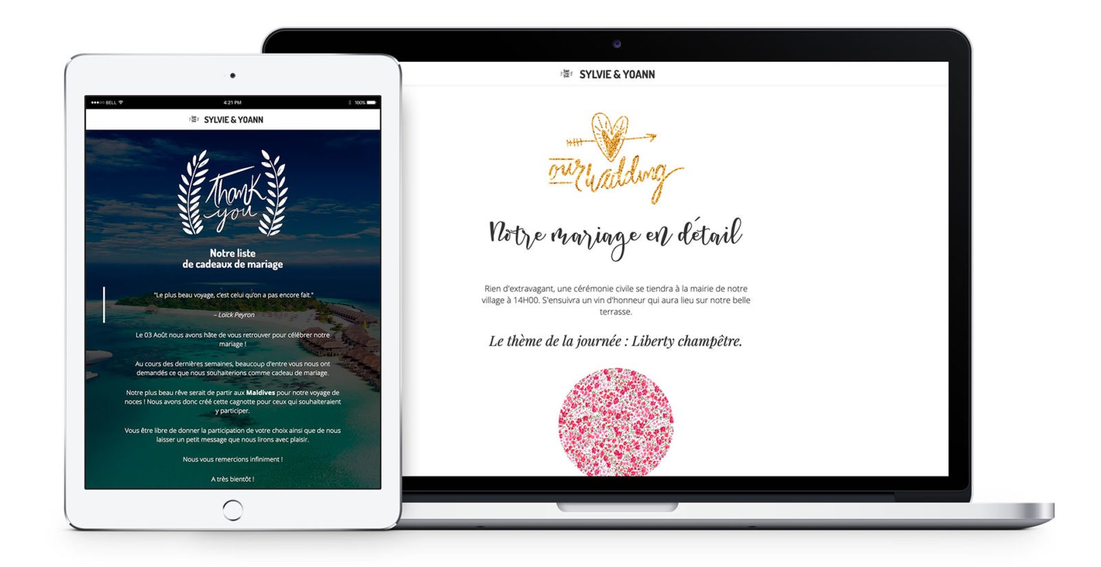 Sylvie & Yoann site internet mariage