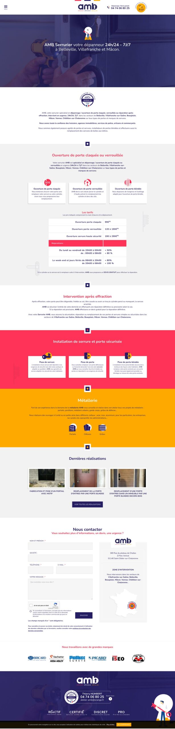 AMB-Serrurier-dépannage-24h-7-Belleville-Villefranche-sur-saône-Mâcon Création site internet gite location vacance